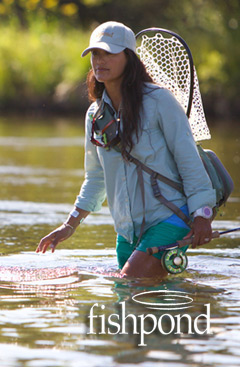 Woman Wading and Fly Fishing - Fishpond Logo