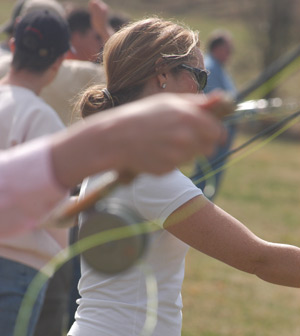 Beginner Fly Fishing Students Casting