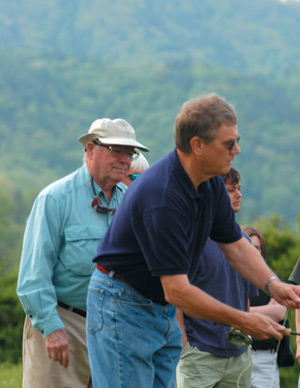 Lefty Kreh assists a student at Little River Outfitters.