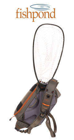 Fishpond Flathead Sling with net inserted in the slot.